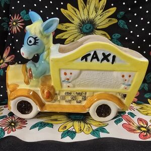 Japan Donkey Taxi Ceramic Vintage Planter Home Decor Accent